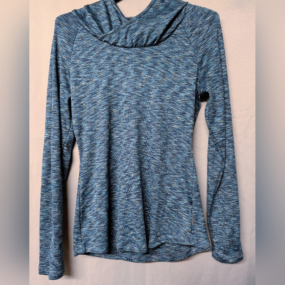 Columbia Teal and Yellow Speckled Knit Hoodie Size Small